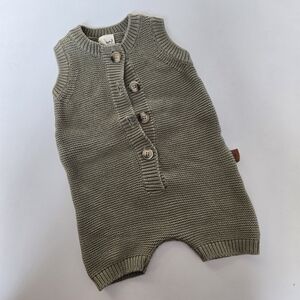 Goumi Sleeveless Knit Artichoke Green Baby Romper 0-3m